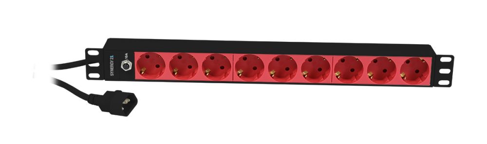 ALLNET 19"zbh. Steckdosenleiste, 9xDosen(CEE7)->Kaltgeräte(Stecker,C14), mit 10A Überlastungsschutz, Schwarz/Rot, Synergy 21, ALLNET 19"zbh. Steckdosenleiste, 9xDosen(CEE7)->Kaltgeräte(Stecker,C14), mit 10A Überlastungsschutz, Schwarz/Rot, Synergy 21,