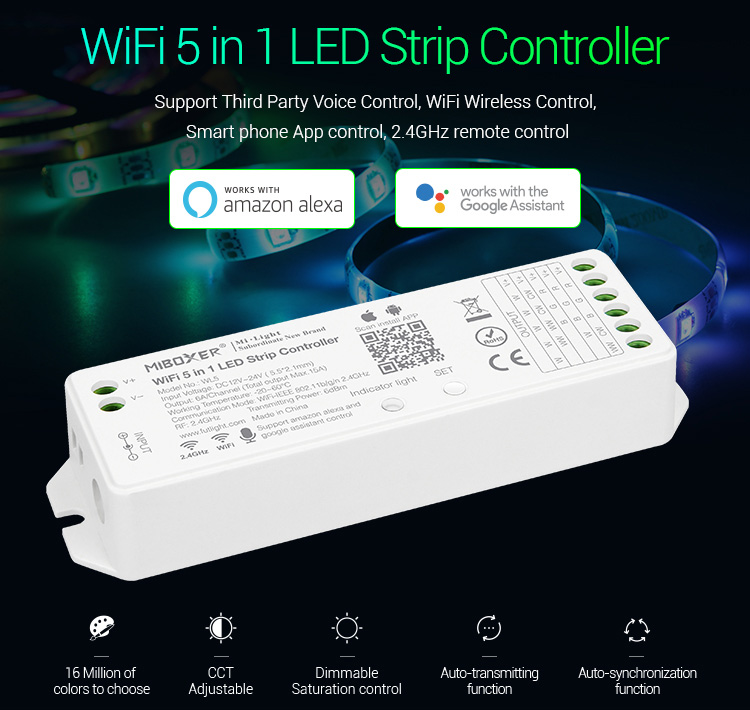 Synergy 21 LED Controller 5in1 RGB-CCT DC12~24V WiFi + 2.4G *Milight/Miboxer* Alexa Serie