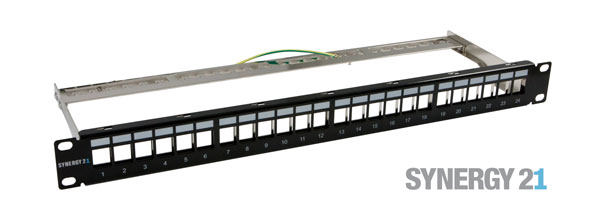 Keystone,Modulträger, 19"Patchpanel für 24xTP-Modul,  1HE(t152mm), Schwarz, Synergy 21,