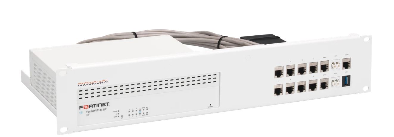Rackmount.IT, Rack Mount Kit for Fortinet, FortiGate FG-80F-DSL/FG-80/81F-POE/FWF-80/81F-2R/FWF-80/81F-2R-3G4G-DSL/FWF-81F-2R-3G4G-POE, shield, 2HE/19