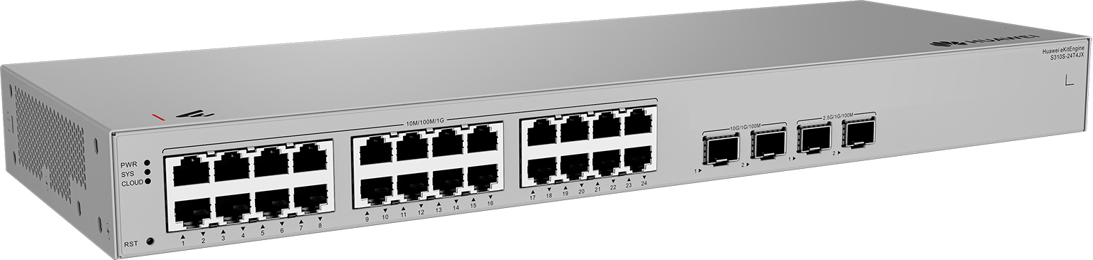 Huawei Switch Full Managed L3 28 Port • 24x GbE • 2x 2,5GbE SFP 2x SFP • 19 " • S310S-24T4JX • EKit