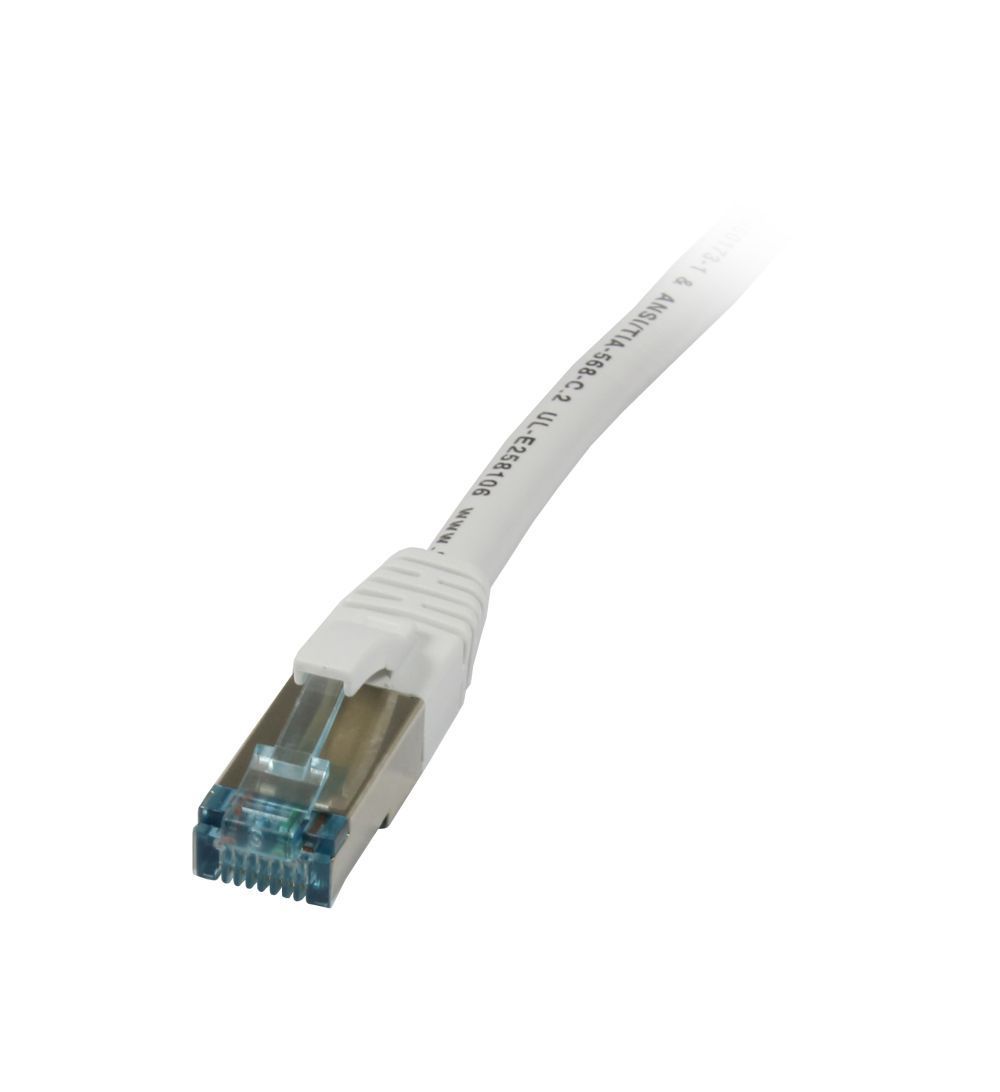 Patchkabel RJ45, CAT6A 500Mhz,  2m, weiss, S-STP(S/FTP), TPE/LSZH(Superflex), AWG26, Synergy 21