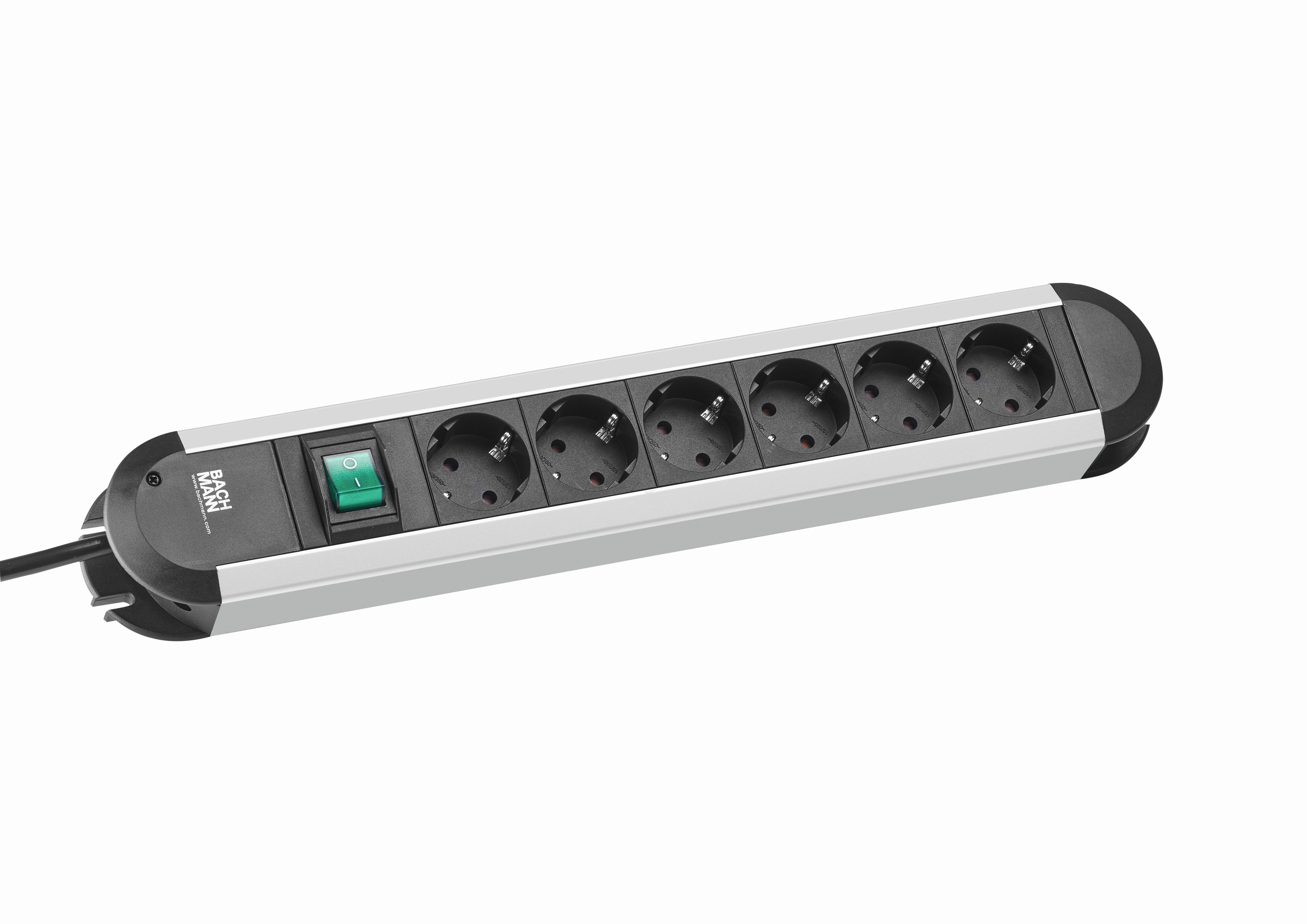 Bachmann Tischsteckdose, 6xDosen(CEE7) Stecker(CEE7), 2m, Mit Schalter, Schwarz, PRIMO