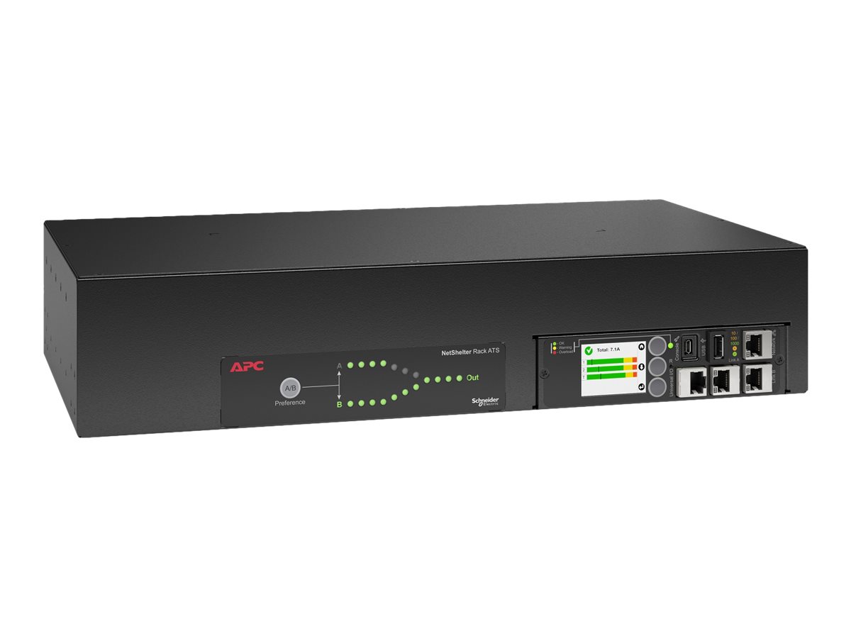 APC Netshelter Rack Automatic Transfer Switch, 2U, 32A, 230V, 2 IEC 309 IN, 16 C13, 2 C19 OUT, 50/60 Hz