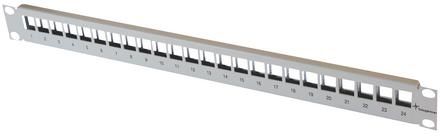 Telegärtner Modulträger,Patchpanel,f. 24xAMJ/AMJ-S-Mod./Kupp., 19", Lichtgrau, ohne Kabelabfangung, (Keystone)