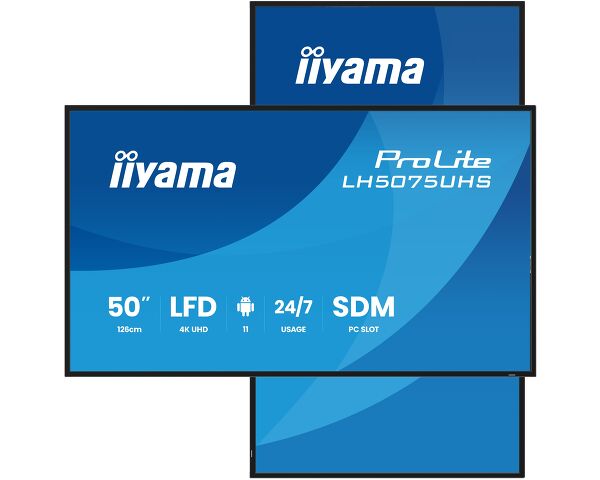iiyama LH5075UHS-B2AG Signage Display Digital signage flat panel 125.7 cm (49.5") LCD Wi-Fi 500 cd/m² 4K Ultra HD Black Built-in processor Android 24/7