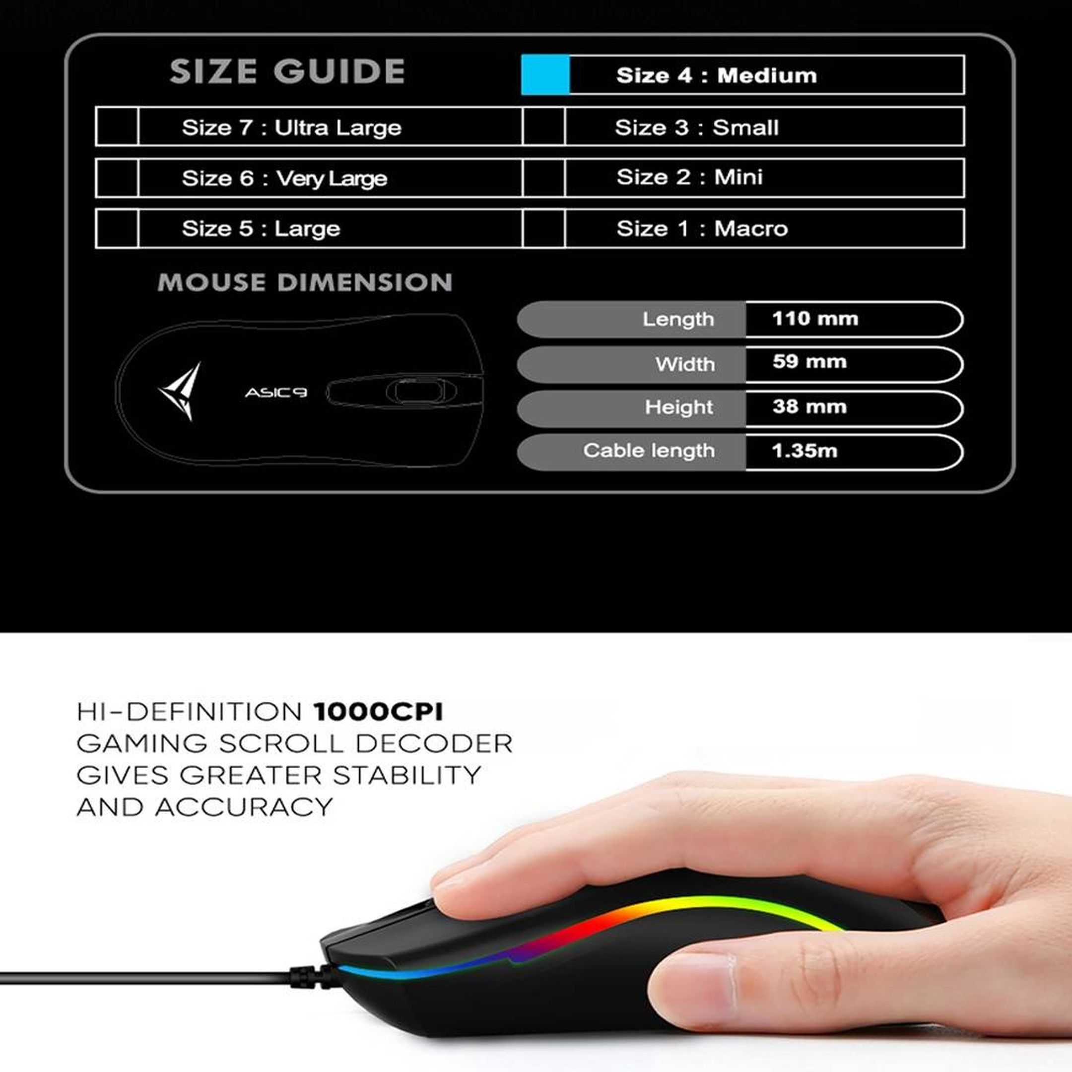 Alcatroz ASIC 9 RGB Hi-Definition USB Wired Mouse