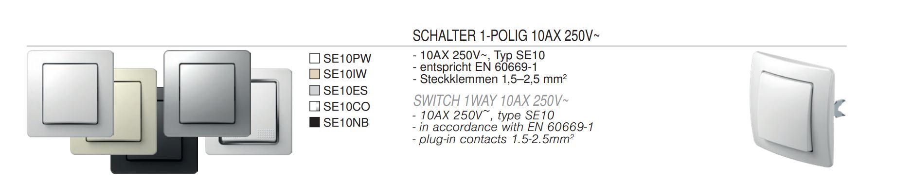 TEM Serie  Ekonomik SWITCH 1WAY10AX 250V~ NB