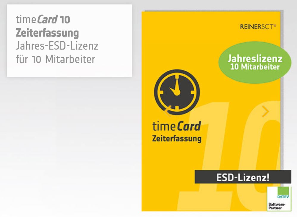 REINER SCT timeCard 10 - Jahreslizenz  10 Mitarbeiter - ESD