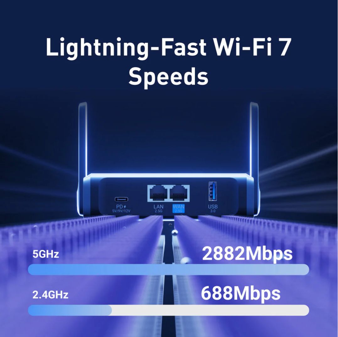 ALLNET Wireless Travel Router WIFI7 • BE3600 • 2.5GbE LAN/WAN • Pocket-sized Router for Home and Travel / WiFi Client "OpenWRT" Slate 7