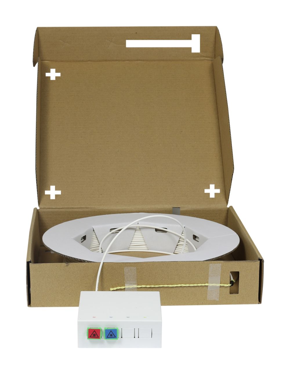 LWL-FTTH Compact Box Vorkonfektioniert, 2xSC/APC - Open End, 60m, 9/125u, G.657.A2, 2-Faser, OD 2.2mm, Synergy 21