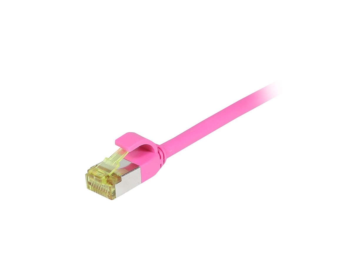 Synergy21 Patchkabel RJ45, CAT6A 500Mhz, 0,25m, Magenta, S-STP(S/FTP), Slimline Rund D 4,5mm, TPE/LSZH(Superflex), AWG28, Mit CAT7 Rohkabel