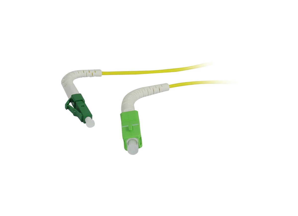 LWL-1-Faser-Patchk.  0.5mtr.LC(APC)-SC(APC), 9/125u, OS2, G657.A2, AD=2mm, flexible Knickschutztülle,