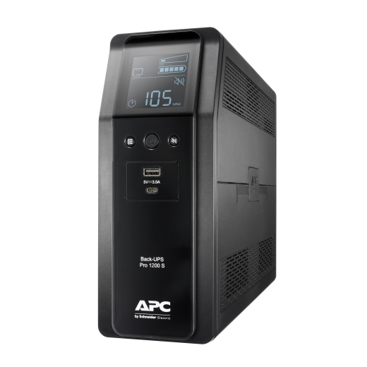 APC Back-UPS Pro, 1200VA/720W, Tower, 230V, 8x IEC C13 outlets, Sine Wave, AVR, USB Type A + C ports, LCD, User Replaceable Battery
