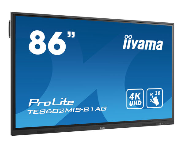 iiyama TE8602MIS-B1AG Signage Display Interactive flat panel 2.18 m (86") IPS Wi-Fi 350 cd/m² 4K Ultra HD Black Touchscreen Built-in processor Android 9.0