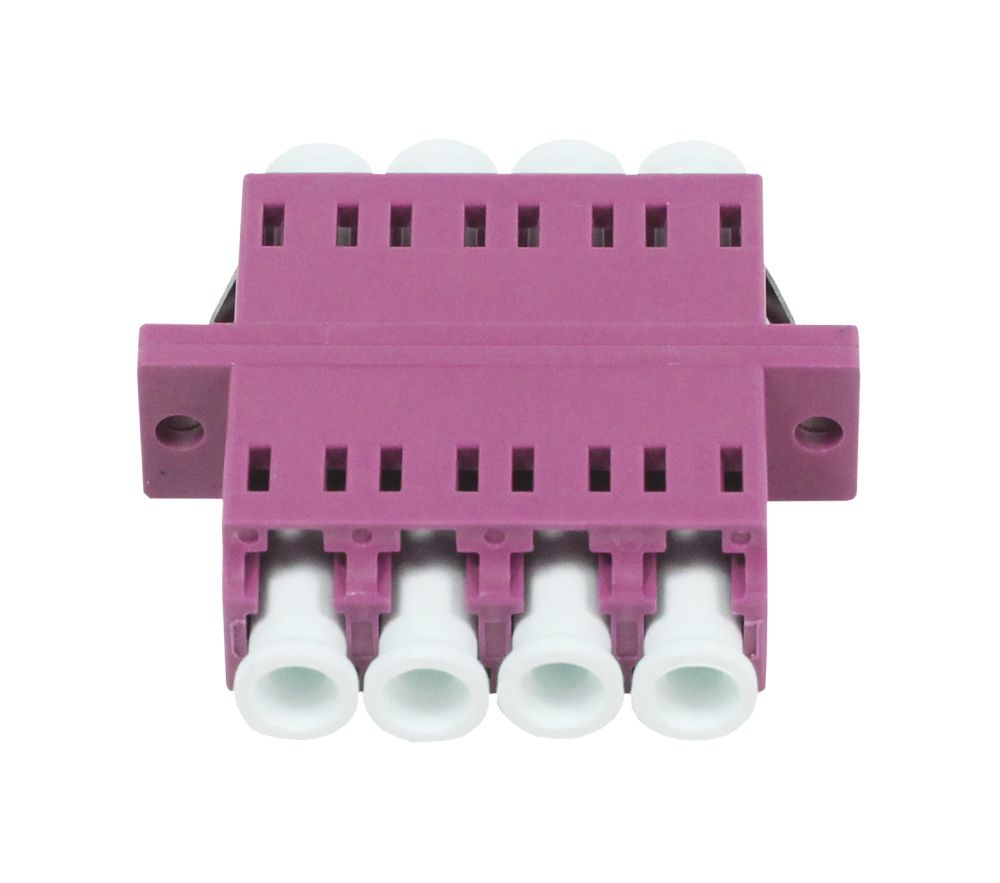 LWL-Kupplung,LC-Buchse/LC-Buchse, 50/125u Multimode OM4, Erika-Violett, Quad, PVC, Mit Flansch, Synergy 21