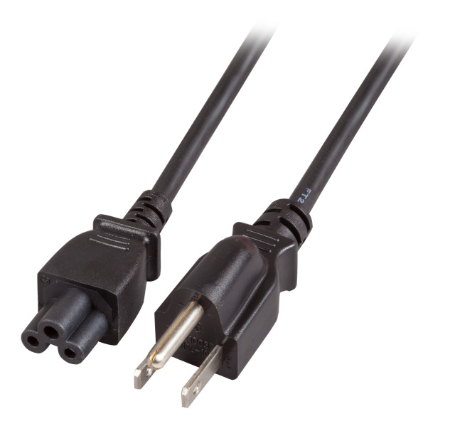 Netzkabel 230V US-Stecker->C5(Buchse), 1,8m, Black, (Kleeblatt,Mickymaus)