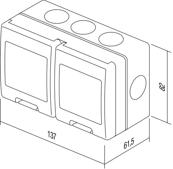 TEM Serie  Modul Aufputzgehäuse IP55 BOX NO CUBOIP55 2x2M GY
