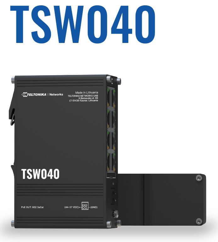 Teltonika NETWORKS TSW040 8-Port PoE+ Switch Unmanaged Fast Ethernet (10/100) Power over Ethernet (PoE) Black