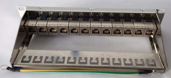 Patch Panel 12xTP-TP(Kupplung),CAT6A, incl.Keystone, 10", Lichtgrau, Synergy 21,