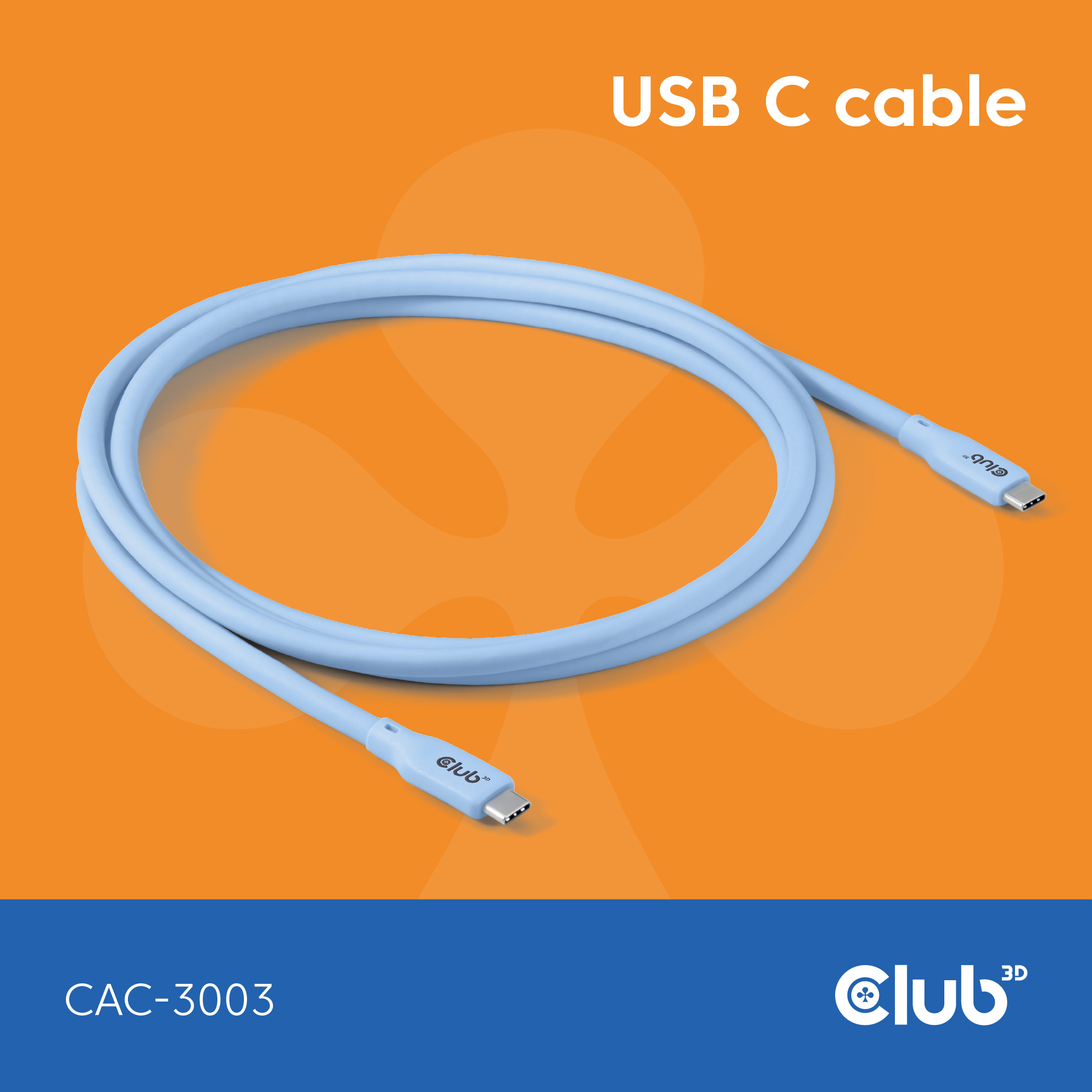 CLUB3D USB C cable blue