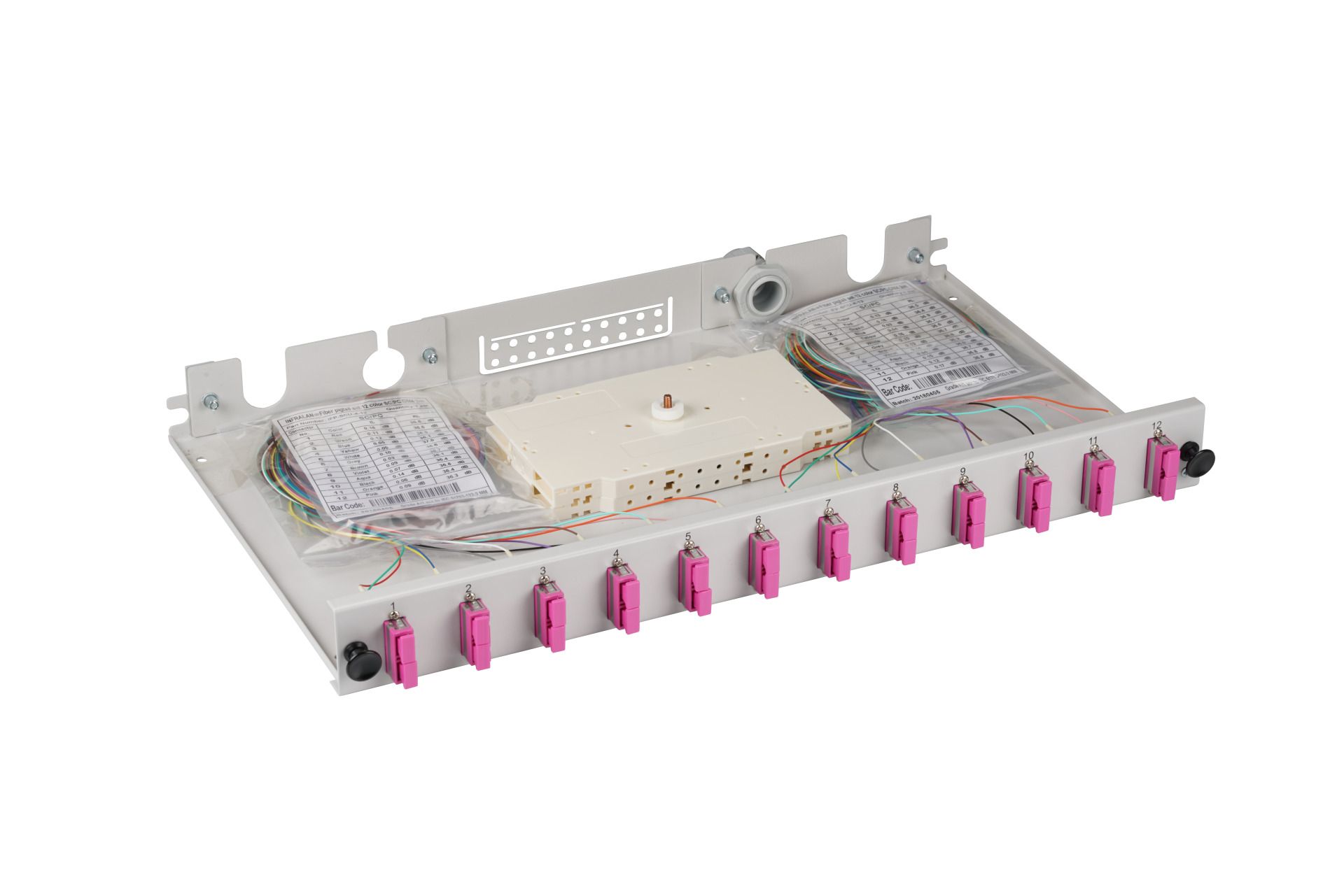 LWL-Patchpanel Spleisbox,19",  6xSC-Duplex, 50/125um, OM4, ausziehbar,