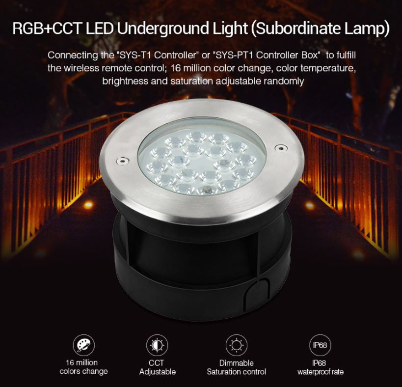LED Subordinate Bodeneinbaustrahler 9W RGB CCT Mit Funk Und WLAN Milight/Miboxer