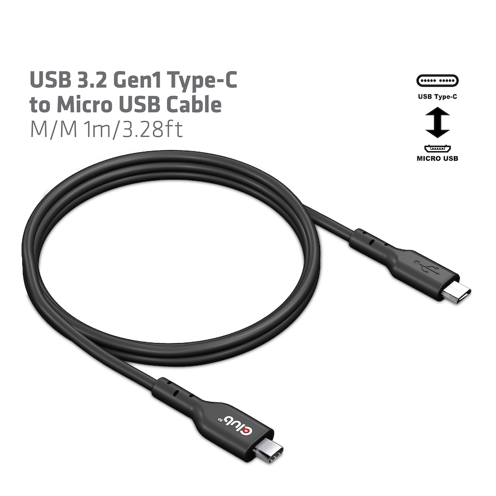 Kabel USB 3.2 C (St) => Micro USB (St)  1,0m *Club 3D*