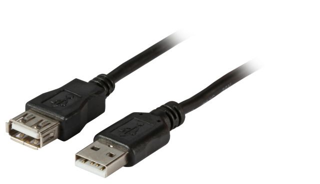 Kabel USB, A(St) => A(Bu),  0.5m, USB2.0, Verlängerung, schwarz, Classic