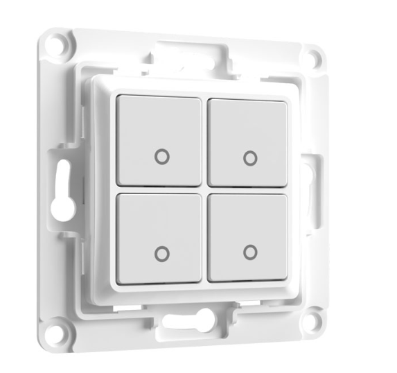 Shelly · Unterputz Zubehör · "Wall Switch 4" · Wandtaster · 4-fach · Weiß Shelly · Unterputz Zubehör · "Wall Switch 4" · Wandtaster · 4-fach · Weiß