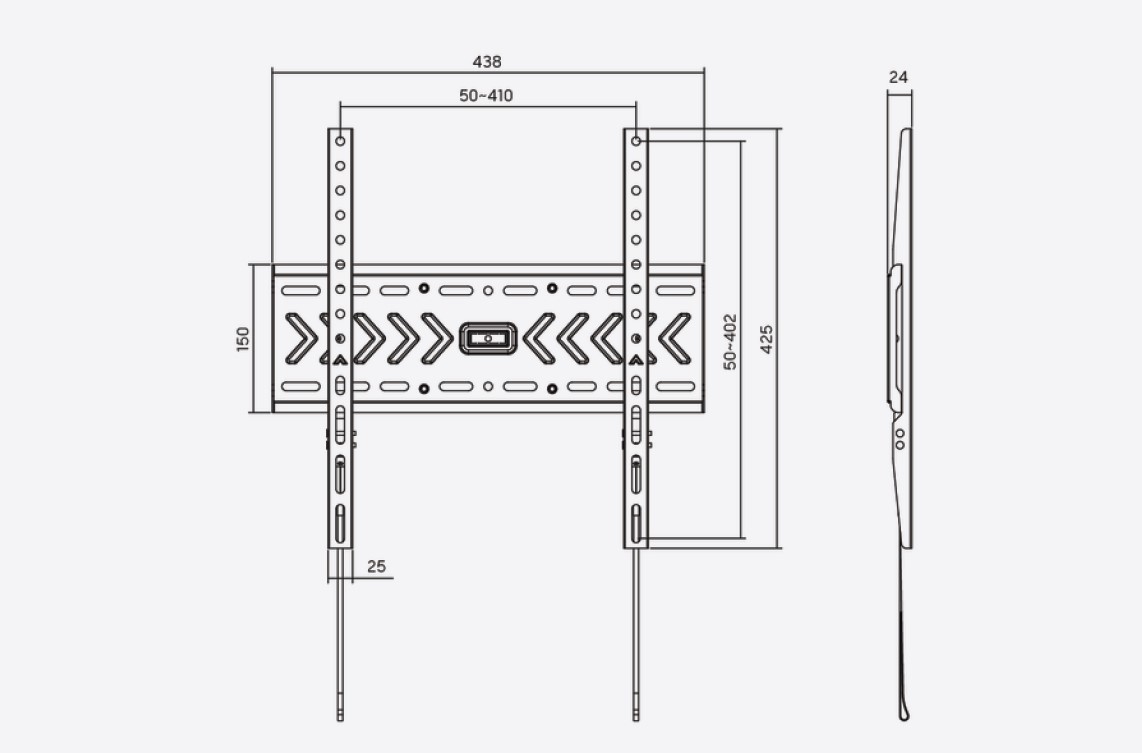 Edbak VISARIO - Basic Flat Wall Mount for 43" - 75"screens, max load 45kg