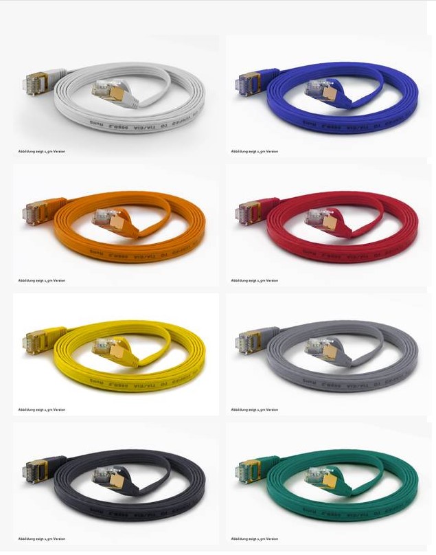 WantecWire FTP, Extra Flaches Patchkabel CAT6a, Q 1,6x6,5mm, Gelb, LäNge 5,00 M