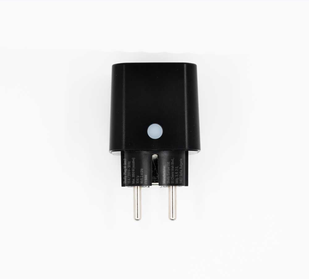 Shelly · Plug & Play "Plug M Gen3 Black" · Smarter Zwischenstecker · 13A · Messfunktion · WLAN · BT · schwarz