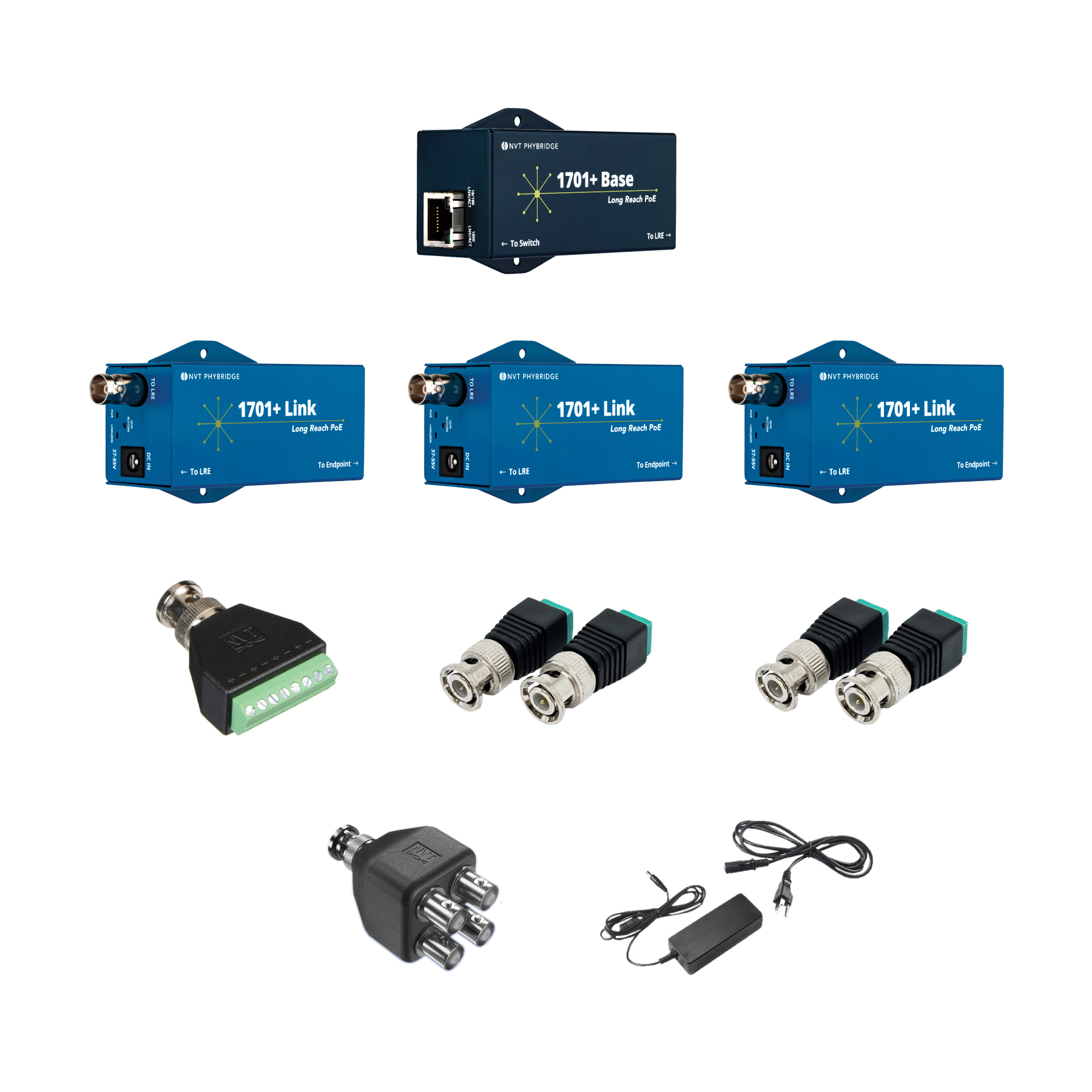 NVT Phybridge Switch PoE over Coax + Single Pair 1701+ Kit3H