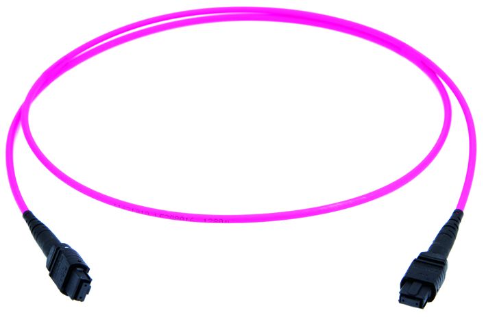 TelegäRtner, MPO Female Patch Cord 15m, Type A, Round Cable Violet 50µ OM4