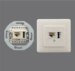 Rutenbeck Dose, UP, IAE/UAE, 1xRJ45 6pol. TAE, Reinweiss, IAE/UAE 8 (6)-TAE 6 F N Up, Mit Abdeckrahmen 80x80