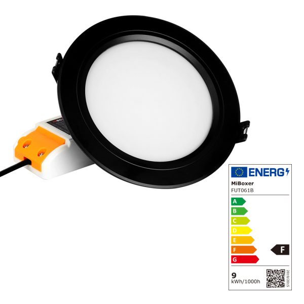 LED Panel Rund 9W RGB-WW Mit Funk Und WLAN Black Milight/Miboxer