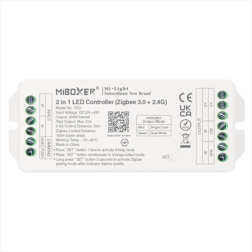 MiBoxer PZ2 LED Controller 2in1 DC12~48V Zigbee 3.0+ 2.4G HP 20A