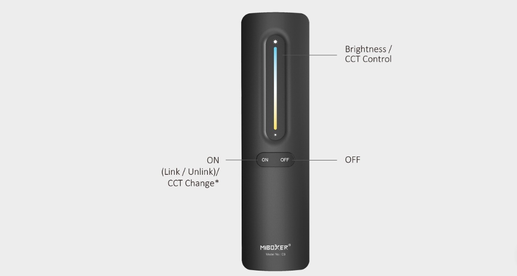 MiBoxer C3-W LED Fernbedienung 2,4GHz dual white (CCT) + Dimm (w)