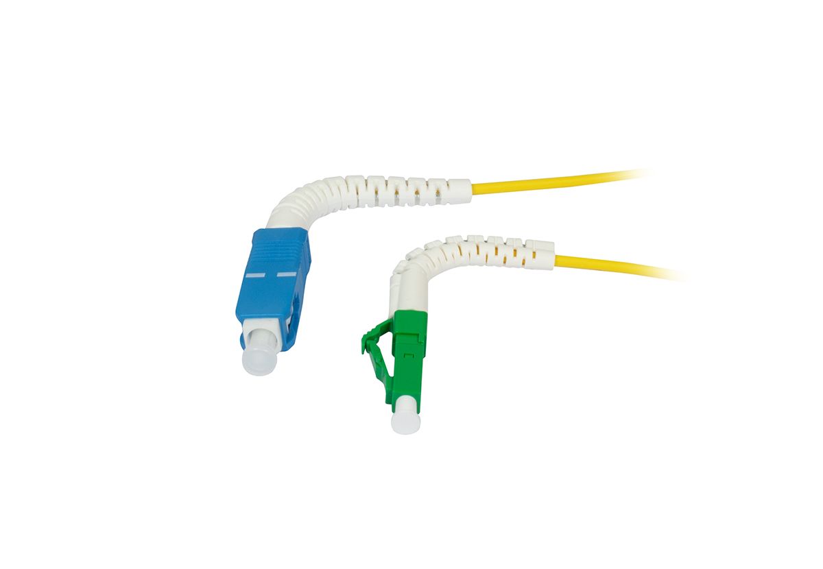 LWL-1-Faser-Patchk.  0,5mtr.LC(APC)-SC, 9/125u, OS2, G657A2, AD=2mm, flexible Knickschutztülle,  Synergy21,