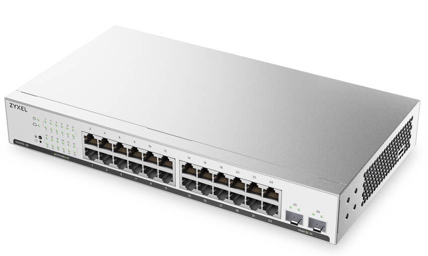 Zyxel Switch Smart Managed Layer2 24 Port • 24x 1 GbE • 19 " • LüFterlos • NebulaFlex • GS1915-24E