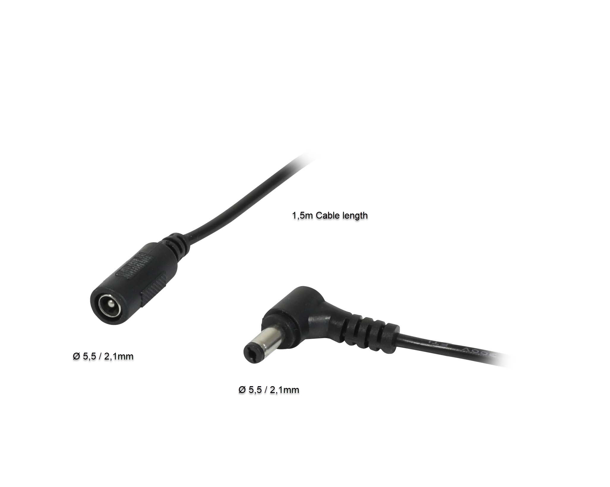 ALLNET Ersatznetzteil zbh. Hohlbuchse -> Hohlstecker Adapterkabel Verlängerung 5,1mm x 2,1mm -> 5,1mm x 2,1mm 1,5m