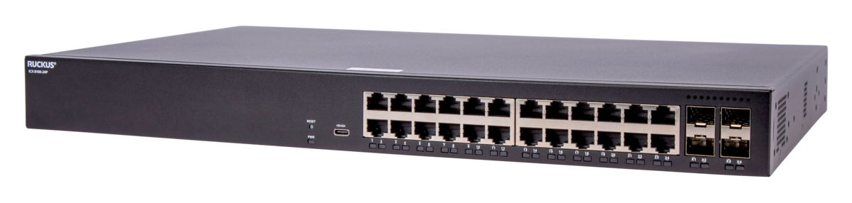 RUCKUS Networks Switch Full Managed Layer2 26 Port • 24x 1 Gbe • 4x 1g Sfp • Advanced Layer 2 • Poe Budget 370 W • Icx8100-24p