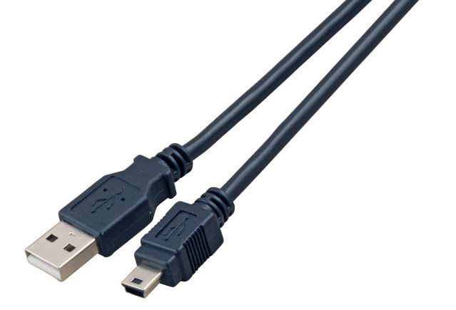 Kabel USB, A(St) => B(St)-mini 5-pol.,  1.0m, USB2.0, schwarz