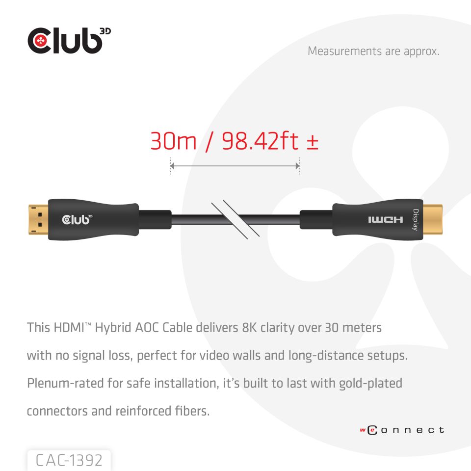 Kabel Video HDMI ST/ST  30,0m *Club3D* AOC 4K120Hz