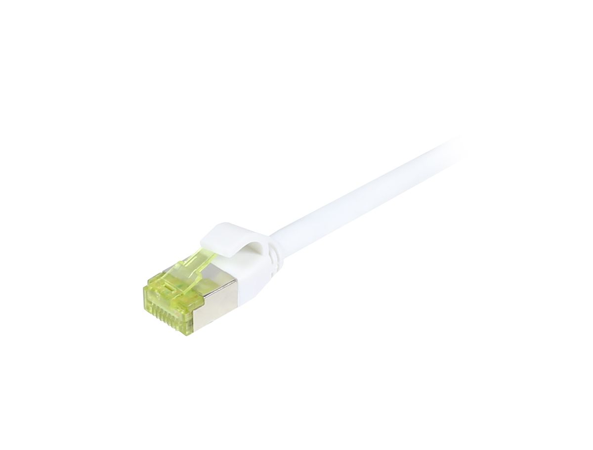 Synergy21 Patchkabel RJ45, CAT6A 500Mhz, 5m, Weiss, S-STP(S/FTP), Slimline Rund D 4,5mm, TPE/LSZH(Superflex), AWG28, Mit CAT7 Rohkabel