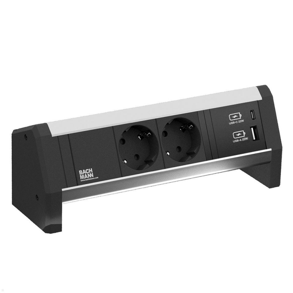 BACHMANN DESK 2xSchutzkontakt 1xUSB A&C USB Charger 22W Charger GST18