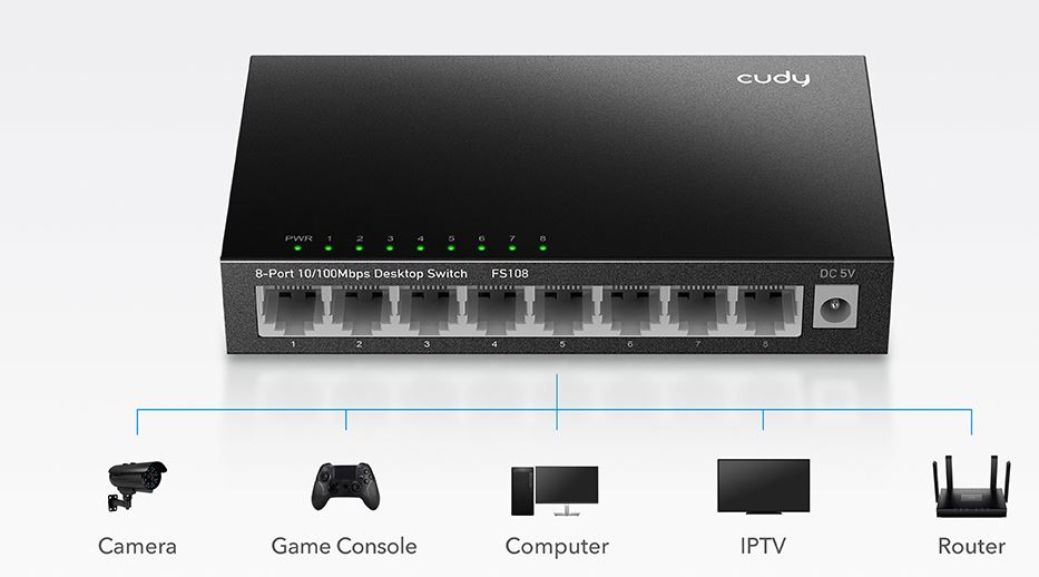 Cudy FS108 network switch Unmanaged Fast Ethernet (10/100) Black