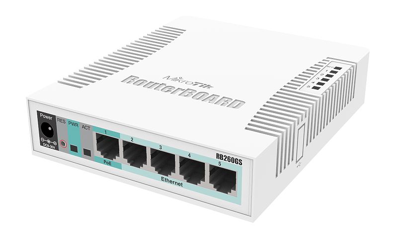 MikroTik Cloud Smart Switch CSS106-5G-1S, 5x Gigabit, 1x SFP, RB260GS MikroTik Cloud Smart Switch CSS106-5G-1S, 5x Gigabit, 1x SFP, RB260GS