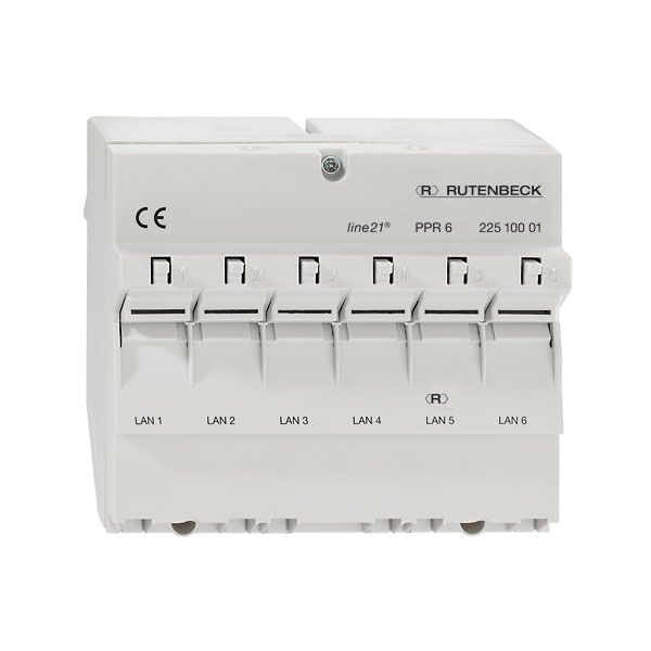 Rutenbeck Line21, Patch Panel, Hutschiene(DIN), 6 x RJ45-Ports, für Anwendungen bis 100 Mbit/s, line21®-PPR 6,